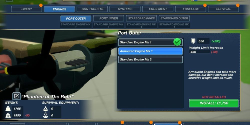 These keep your weight down or armor those engines to take more damage