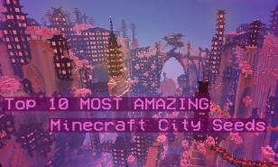 Top Ten City Seeds Thumbnail of city built in Minecraft (credit to North Garms)