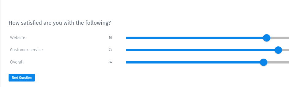 Slider question in survey